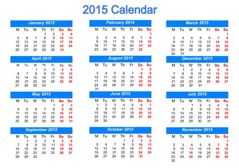 Calendar Printable 2015